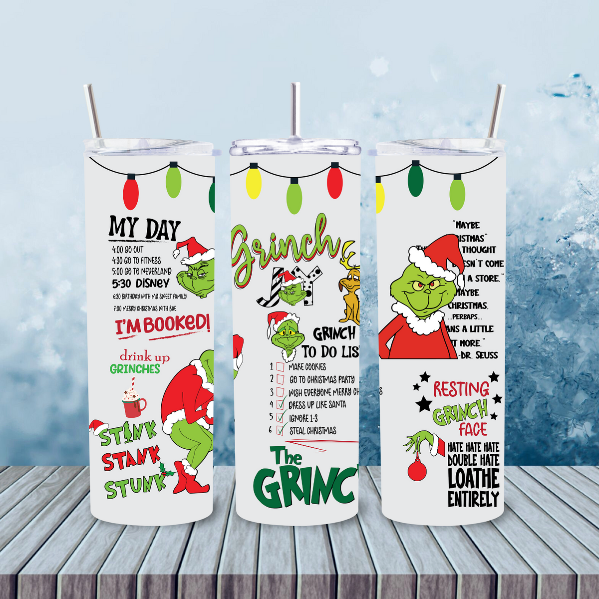 The Grinch Christmas Tumbler 20oz Skinny tumbler