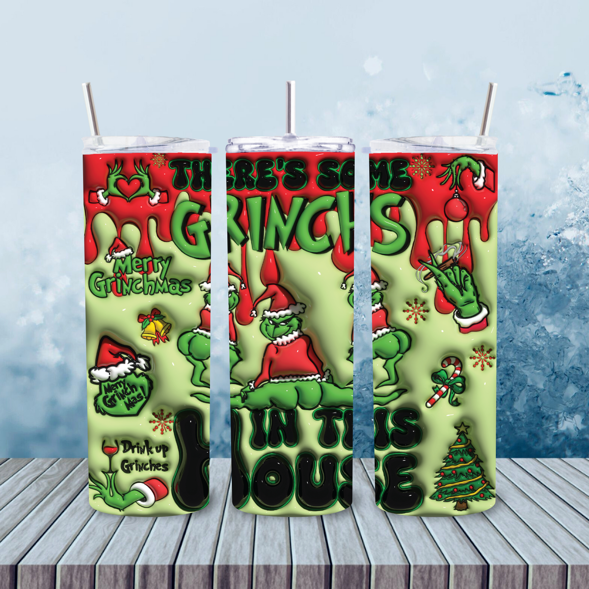 Grinches In This House 20oz Skinny tumbler