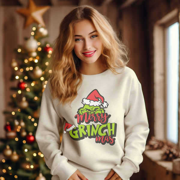 Merry Grinchmas Christmas Sweatshirt, The Grinch Christmas Sweatshirt, Womens Christmas Sweatshirt, Grinchmas Shirts, Christmas Graphic Tee Free Shipping, Cotton Shirt Gift For Her