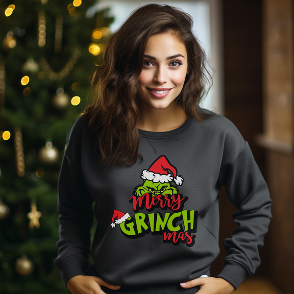 Merry Grinchmas Christmas Sweatshirt, The Grinch Christmas Sweatshirt, Womens Christmas Sweatshirt, Grinchmas Shirts, Christmas Graphic Tee Free Shipping, Cotton Shirt Gift For Her