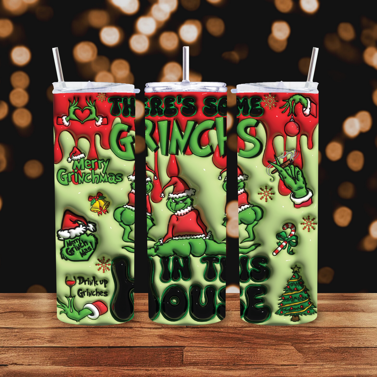 Grinches In This House 20oz Skinny tumbler