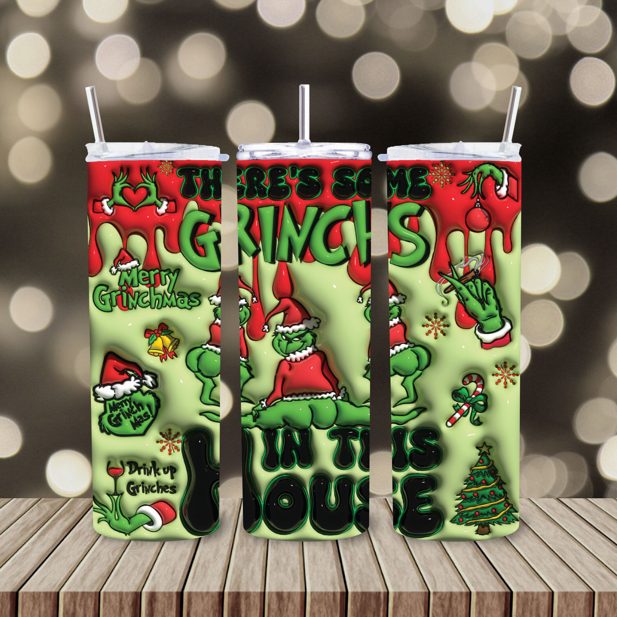 Grinches In This House 20oz Skinny tumbler