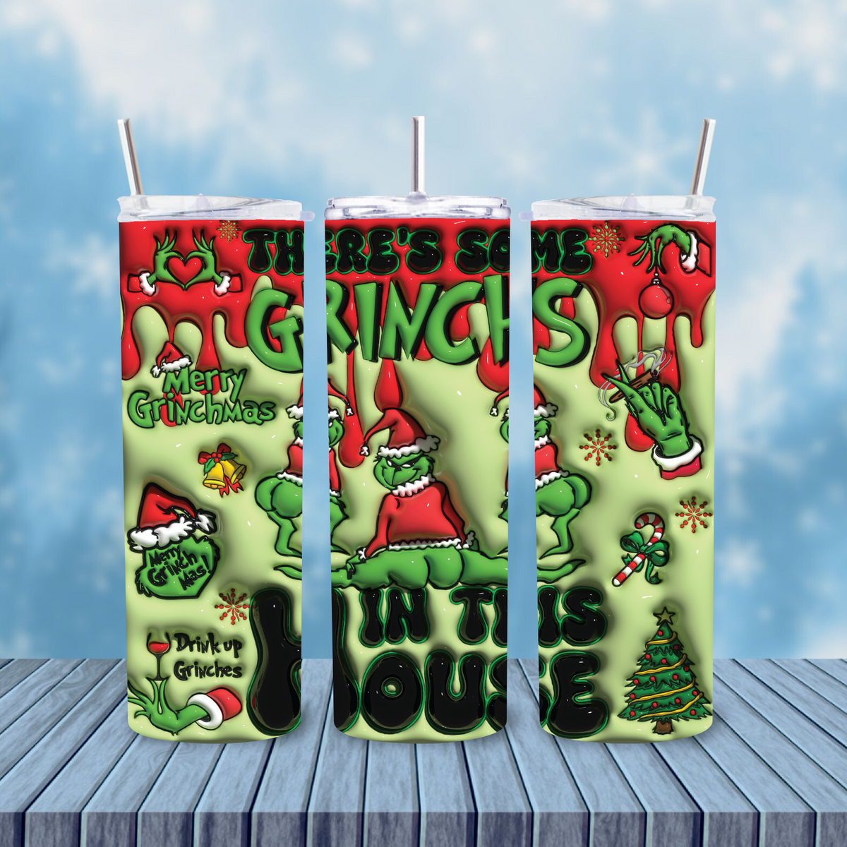 Grinches In This House 20oz Skinny tumbler